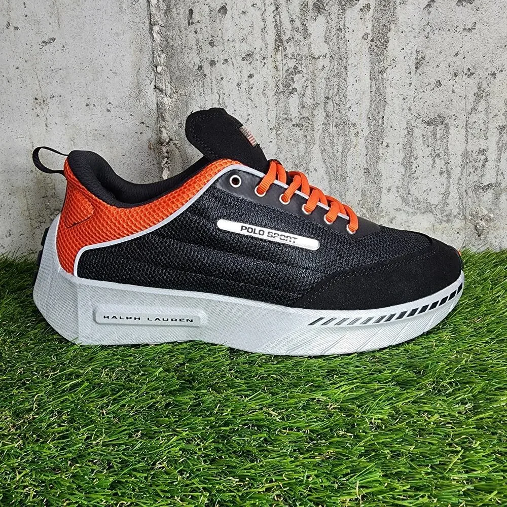 MSRP $148 Polo Ralph Lauren Polo Sport PS250 Men’s Shoes Size 9.5 Black Orange